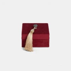 Papillon Living Velvet Small Red Decorative Box
