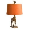 Hill Interiors Antique Gold Giraffe Lamp With Burnt Orange Velvet Shade