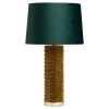 Hill Interiors Antique Gold Echino Table Lamp + Emerald Green Velvet Shade With Gold Lining