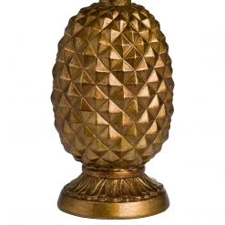 Hill Interiors Wall Lights, Table Lamps & Suspension Lights Antique Gold Pineapple Lamp With Mustard Velvet Shade