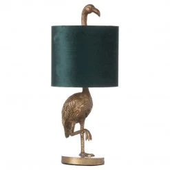 Papillon Living Flamingo Gold Table Lamp With Emerald Green Shade Wall Lights, Table Lamps & Suspension Lights