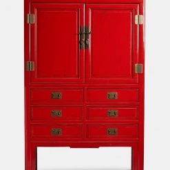 Papillon Living MoDu Red Lacquer Cabinet With Drawers Furniture