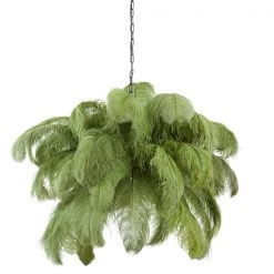 Papillon Living Wall Lights, Table Lamps & Suspension Lights Olive Green Ostrich Feather Ceiling Lamp