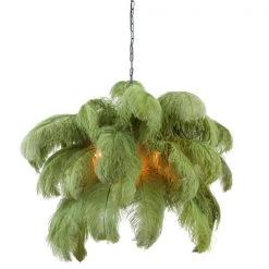 Papillon Living Wall Lights, Table Lamps & Suspension Lights Olive Green Ostrich Feather Ceiling Lamp