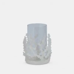 Papillon Living Tealight Holders & Candle Holders White Coral Glass Candle Holder 19cm 210212