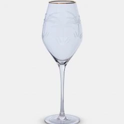 Papillon Living Gold Rim Palm Etched Wine Glass 210435 Glassware & Barware
