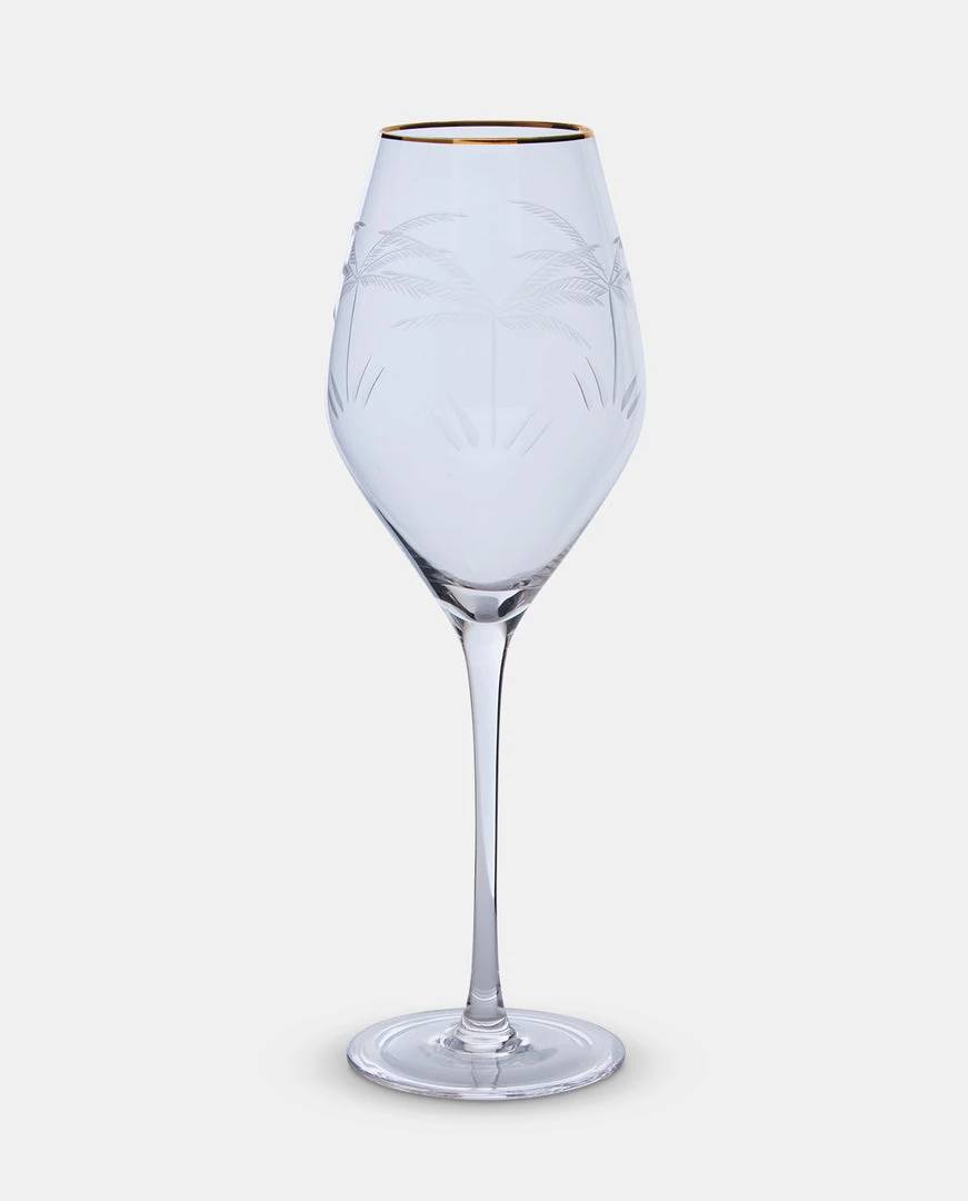 Papillon Living Gold Rim Palm Etched Wine Glass 210435 Glassware & Barware 1 Papillon Living Gold Rim Palm Etched Wine Glass 210435 Glassware & Barware