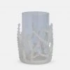 Papillon Living White Coral Glass Candle Holder 26cm