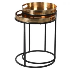 Papillon Living Brass Topped Set Of 2 Nesting Tables Furniture