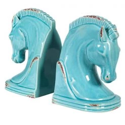 Coach House Eclectic Mix Aged Classic Turquoise Horse Bookends ALB227