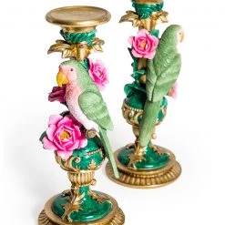 Papillon Living Tealight Holders & Candle Holders Pair Of Ornate Parrot Candle Holders Crt68