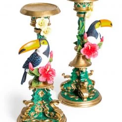 Papillon Living Tealight Holders & Candle Holders Pair Of Ornate Toucan Candle Holders Crt69