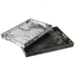 Papillon Living Set Of Two Marble Effect Trays