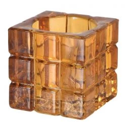 Papillon Living Tealight Holders & Candle Holders Amber Cube Tea Light Holder