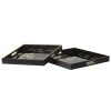 Papillon Living Set Of 2 Black & Floral Design Trays