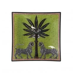Papillon Living Glass Plate Mosaico Green 11 X 11cm Trays
