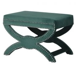 Papillon Living Furniture Emerald Green Velvet Footstool