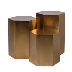 Papillon Living Furniture Small Hexagonal Gold Side Table
