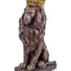 Papillon Living Sculpture Rustic Bronze Crowned Lion Effect Figure