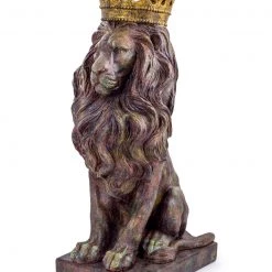 Papillon Living Sculpture Rustic Bronze Crowned Lion Effect Figure