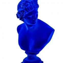 Papillon Living Sculpture Large Flocked Apollo Bust Colbalt Blue
