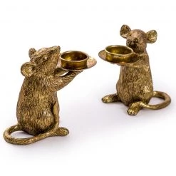 Papillon Living Gold Mouse T-Light Holder Tealight Holders & Candle Holders