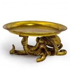 Mcgowan Antique Gold Octopus Holding Plate Eclectic Mix
