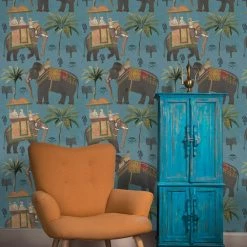 Papillon Living THE PROCESSION Blue Wallpaper