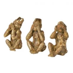 Papillon Living Set Of 3 Gold Monkeys