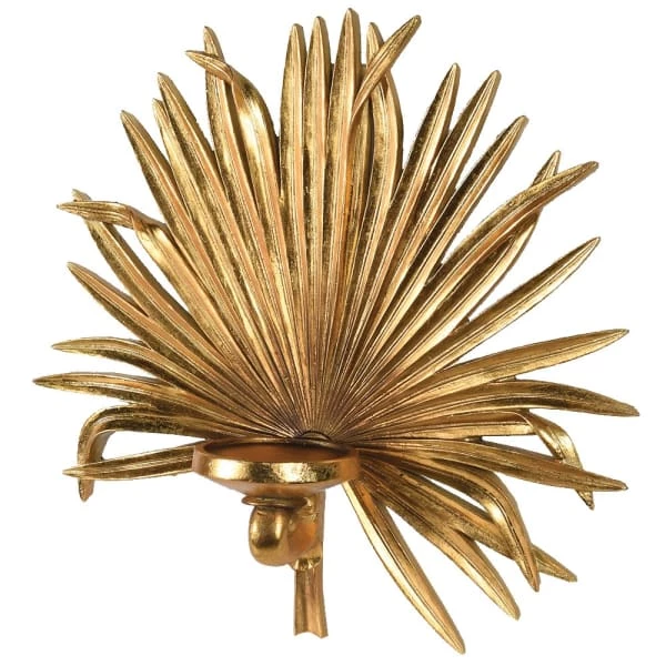 Papillon Living Gold Palm Leaf Wall Sconce Candle Holder 1 Papillon Living Gold Palm Leaf Wall Sconce Candle Holder