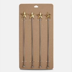 Papillon Living Gold Stars Stirrer Set Of 4 Glassware & Barware