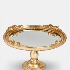 Papillon Living Gold Decorative Mirror Tray On Stand Trays