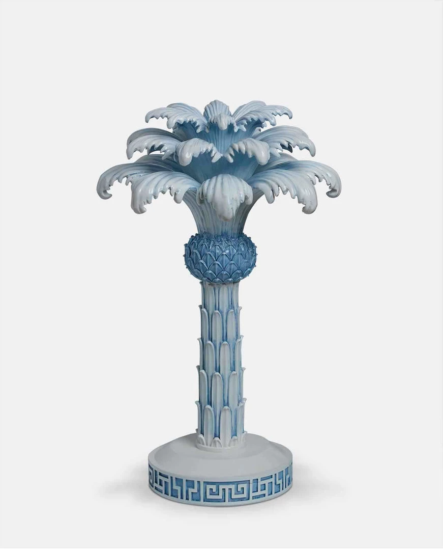Papillon Living White & Blue Decorative Palm Tree Candlestick 36cm Tealight Holders & Candle Holders 1 Papillon Living White & Blue Decorative Palm Tree Candlestick 36cm Tealight Holders & Candle Holders
