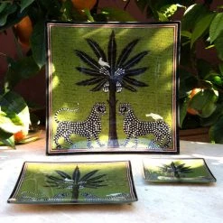 Papillon Living Glass Plate Mosaico Green 25 X 25cm Trays