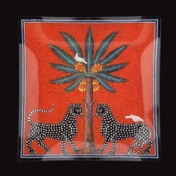 Papillon Living Trays Glass Plate Mosaico Red 18 X 18cm